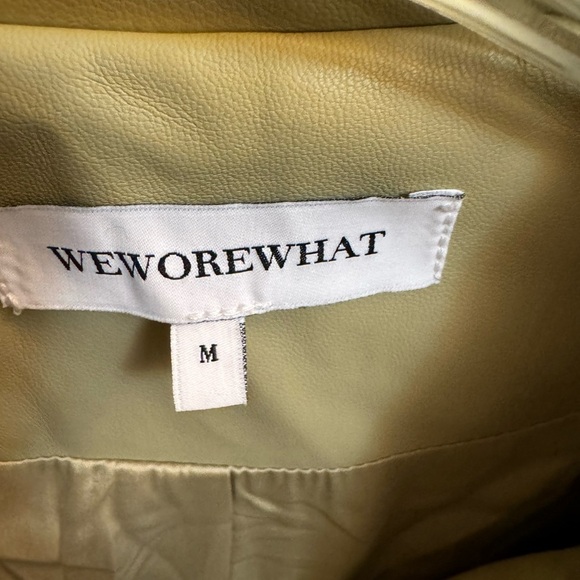 WEWOREWHAT Women’s Downtown Blazer Vegan Leather size M jacket Oat Sage Grn EUC - Picture 10 of 17
